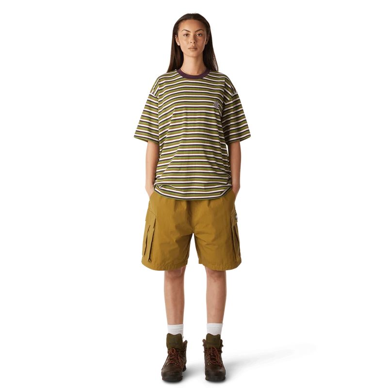 APOLLO STRIPED KNIT BOXY T-SHIRT - GREEN