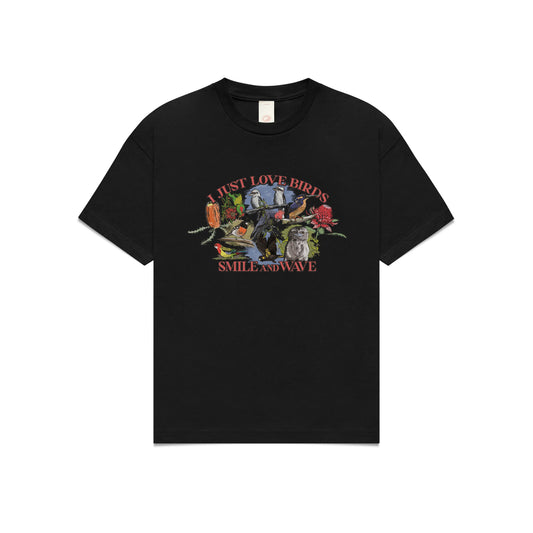 I JUST LOVE BIRDS T-SHIRT - BLACK