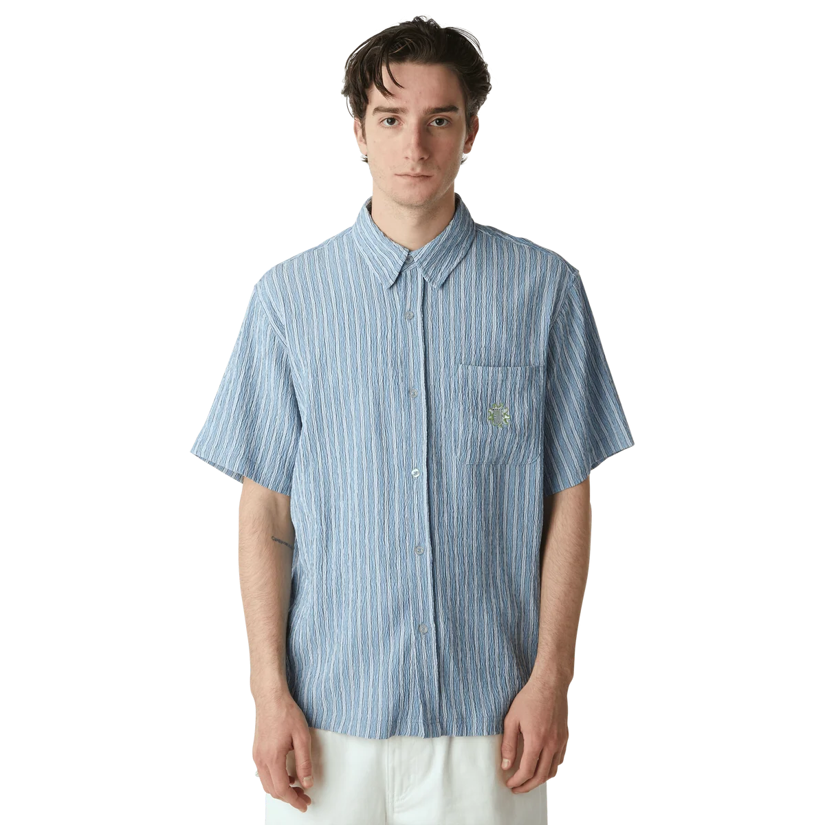 APOLLO S/S STRIPED SHIRT - POOL BLUE