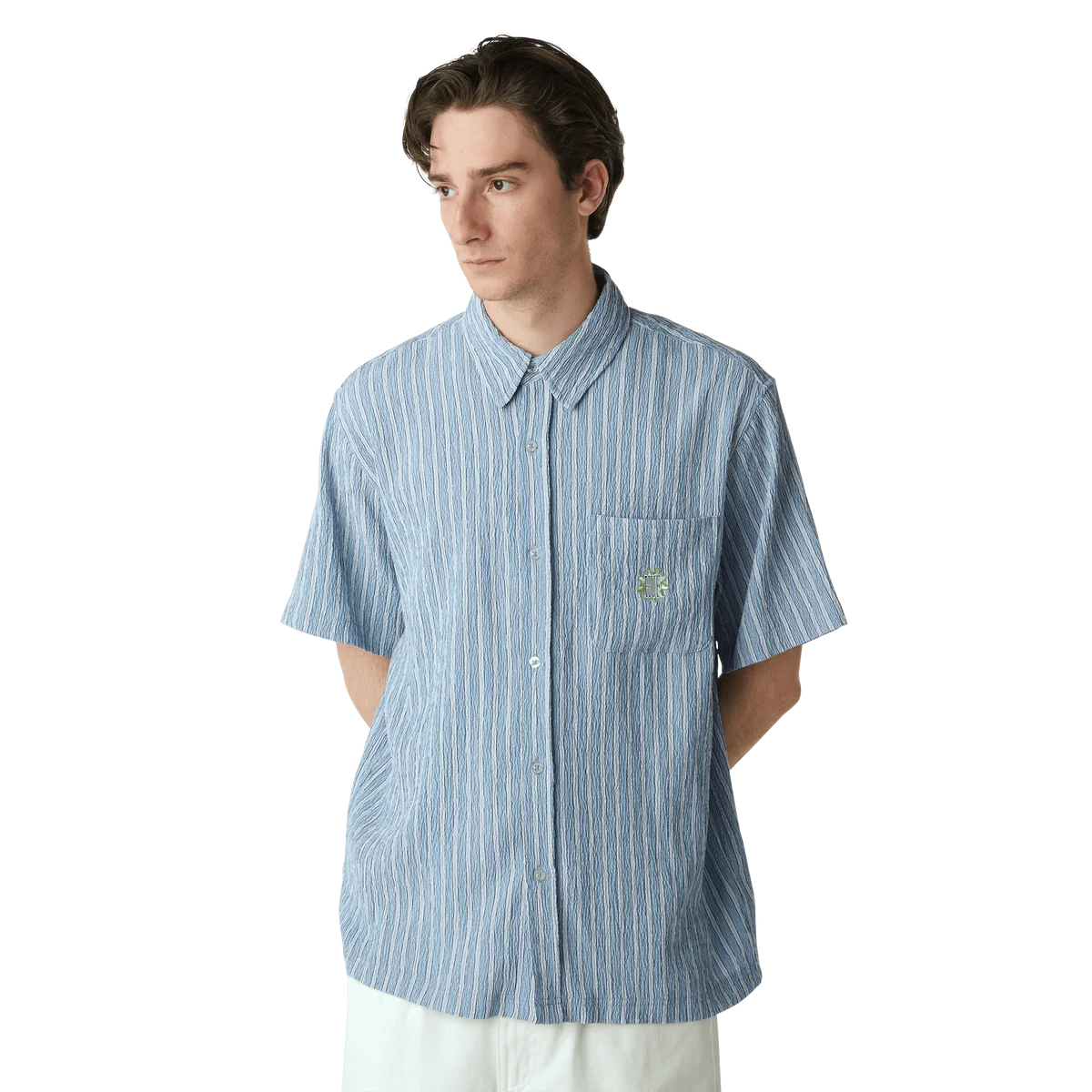 APOLLO S/S STRIPED SHIRT - POOL BLUE