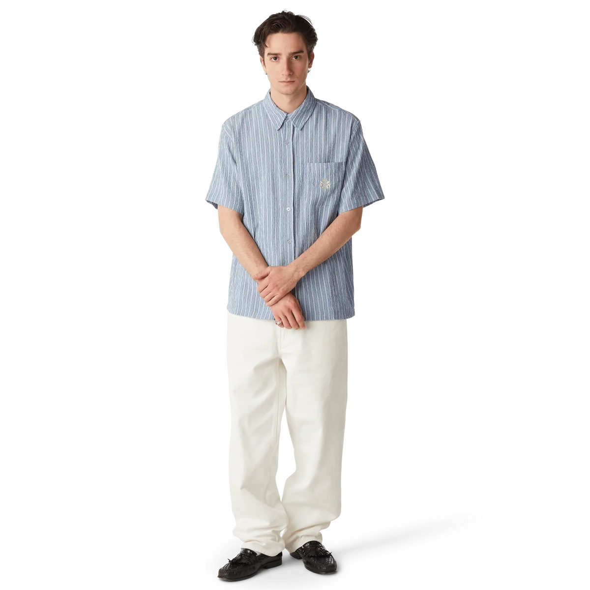 APOLLO S/S STRIPED SHIRT - POOL BLUE