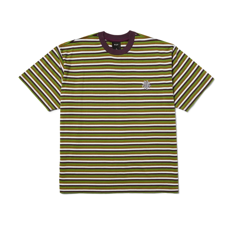 APOLLO STRIPED KNIT BOXY T-SHIRT - GREEN