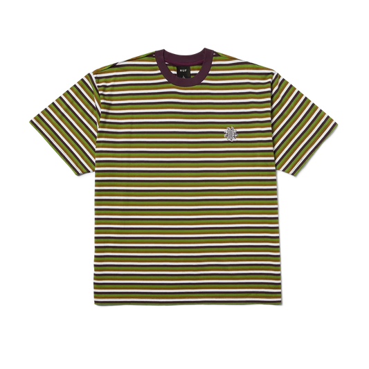 APOLLO STRIPED KNIT BOXY T-SHIRT - GREEN