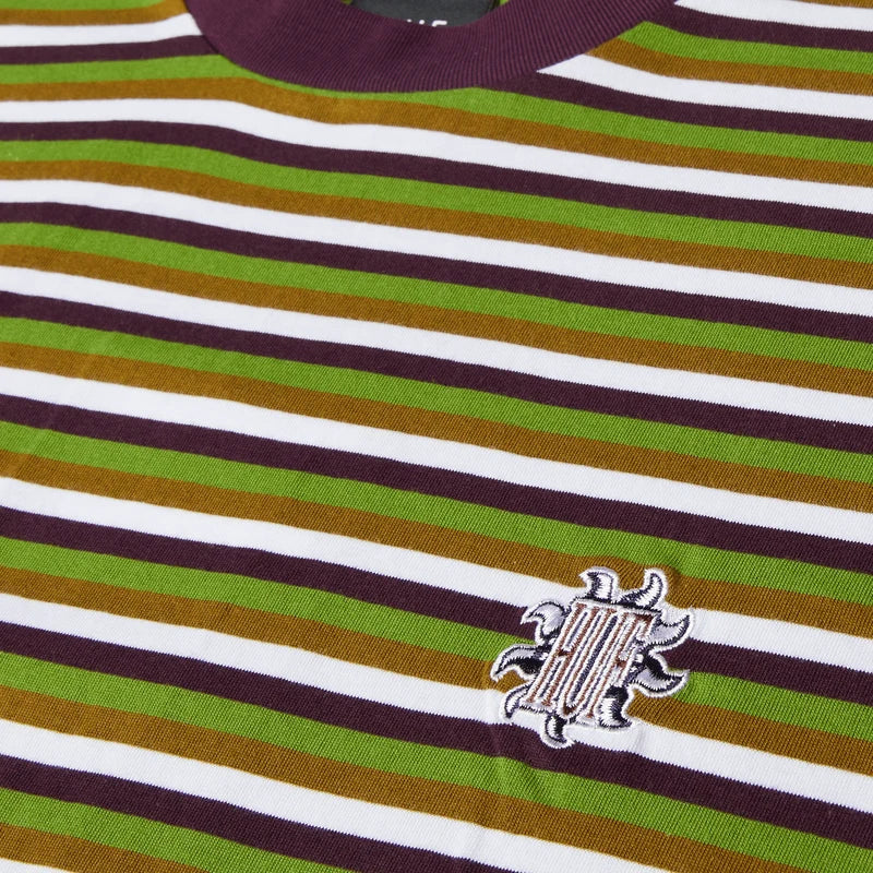 APOLLO STRIPED KNIT BOXY T-SHIRT - GREEN