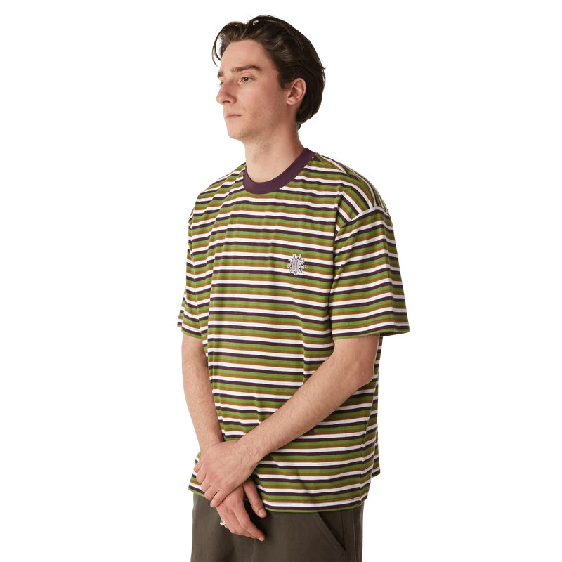 APOLLO STRIPED KNIT BOXY T-SHIRT - GREEN