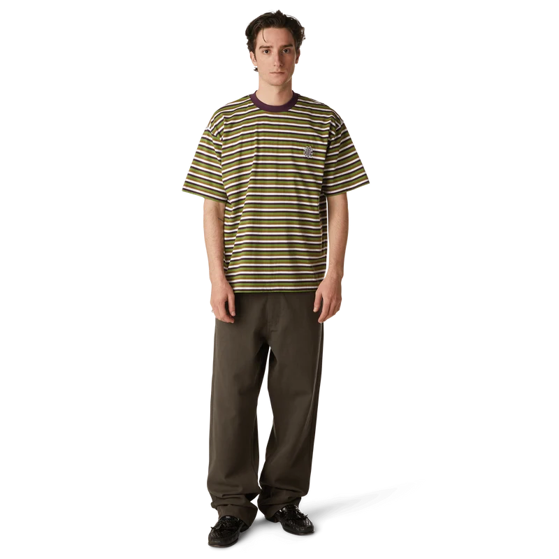 APOLLO STRIPED KNIT BOXY T-SHIRT - GREEN