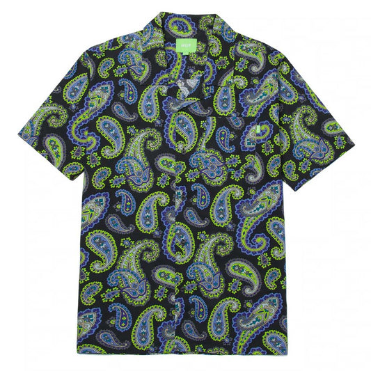 PAISLEY SS WOVEN TOP - BLACK