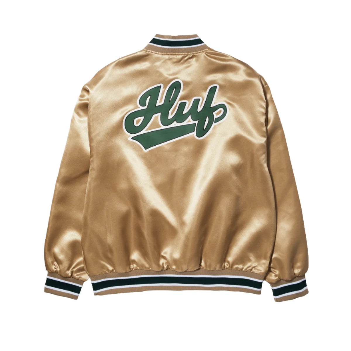 POP FLY SATIN BASEBALL JACKET - TAN