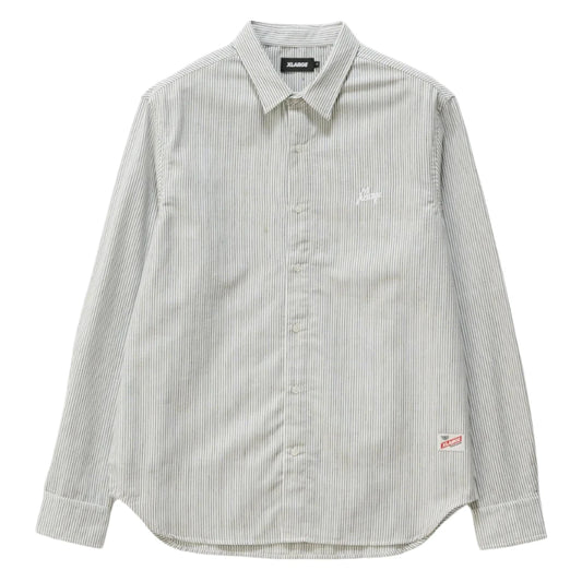 OXFORD SCRIPT LS SHIRT - OLIVE STRIPE