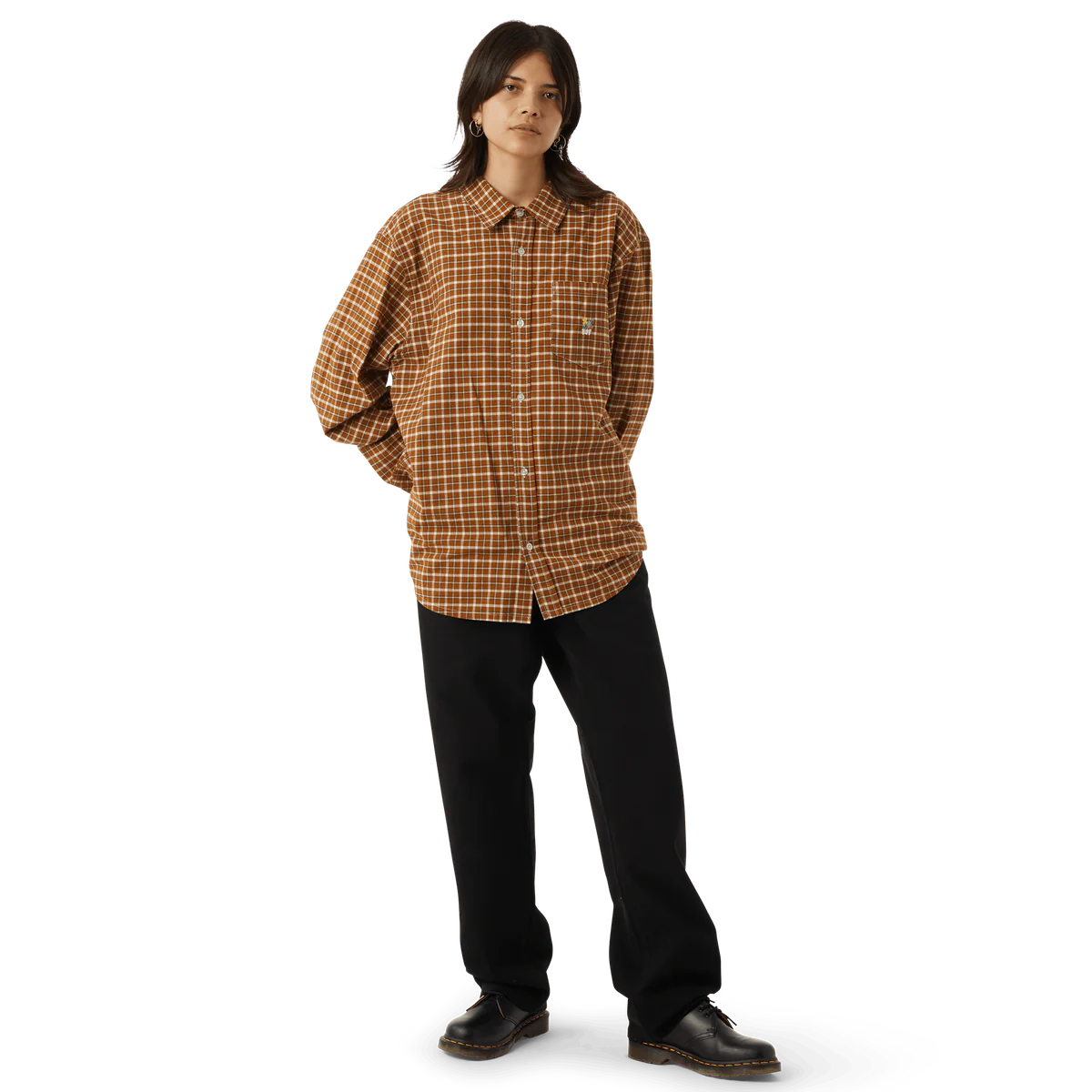 ECHO OXFORD PLAID LS SHIRT - RUSSET