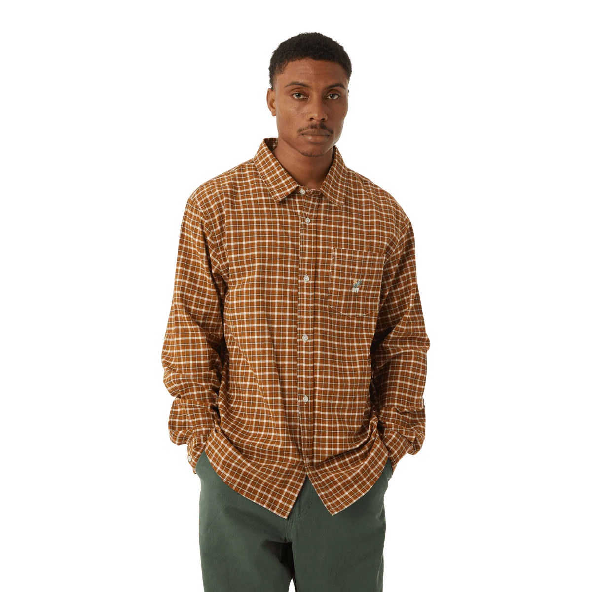 ECHO OXFORD PLAID LS SHIRT - RUSSET