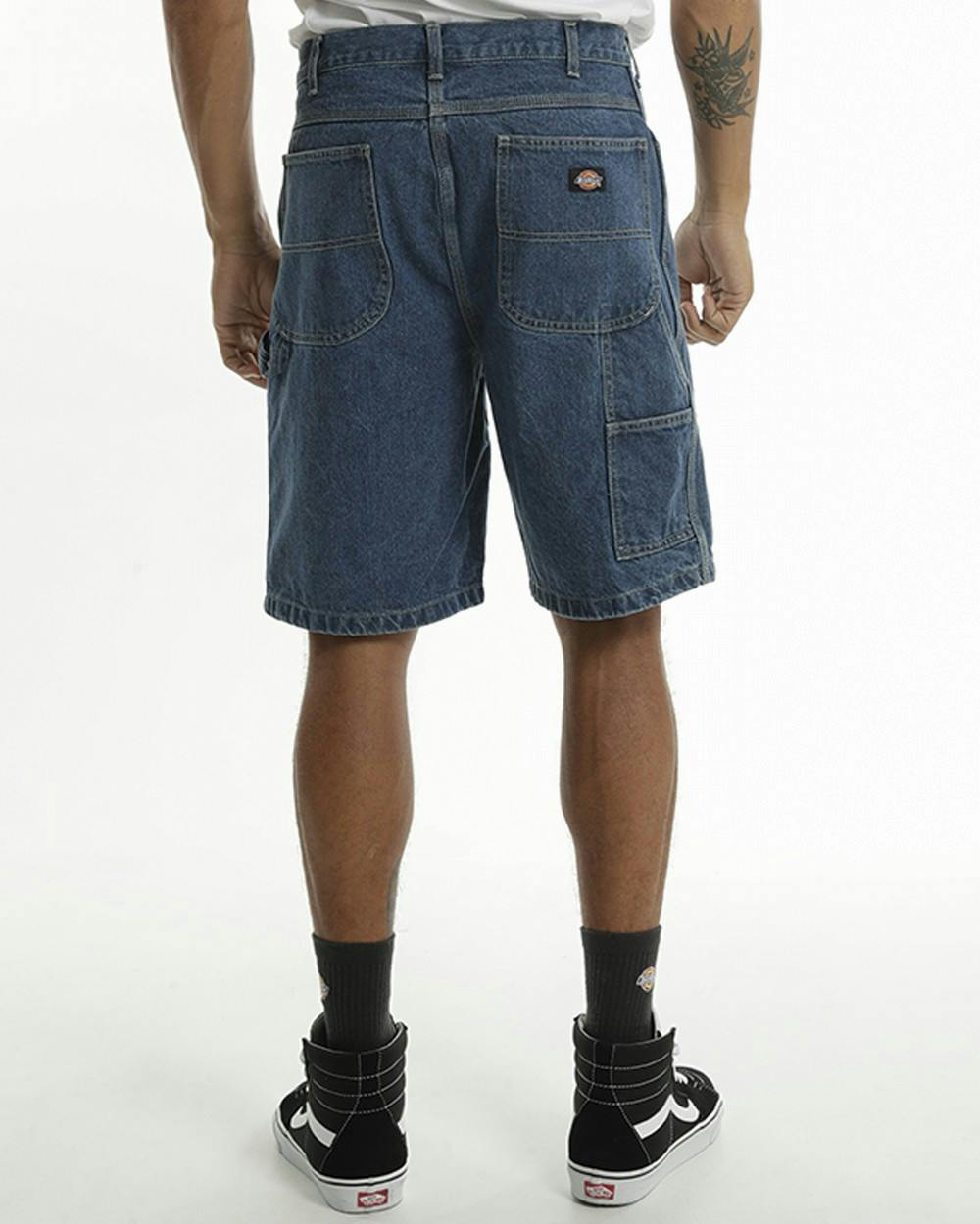 11'' RELAXED FIT DENIM CARPENTER SHORTS - STONE WASHED INDIGO