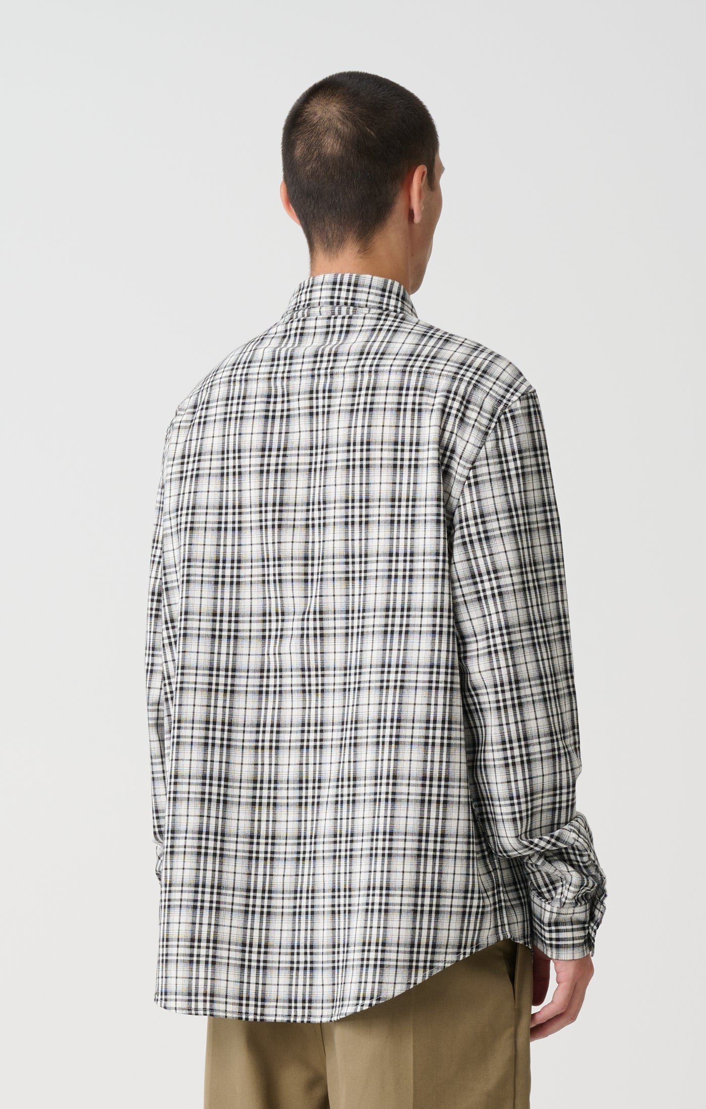 91 FLOWER CHECK LS SHIRT - WHITE