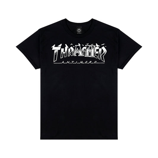 THRASHER X ANTIHERO PIGEON MAG T-SHIRT - BLACK