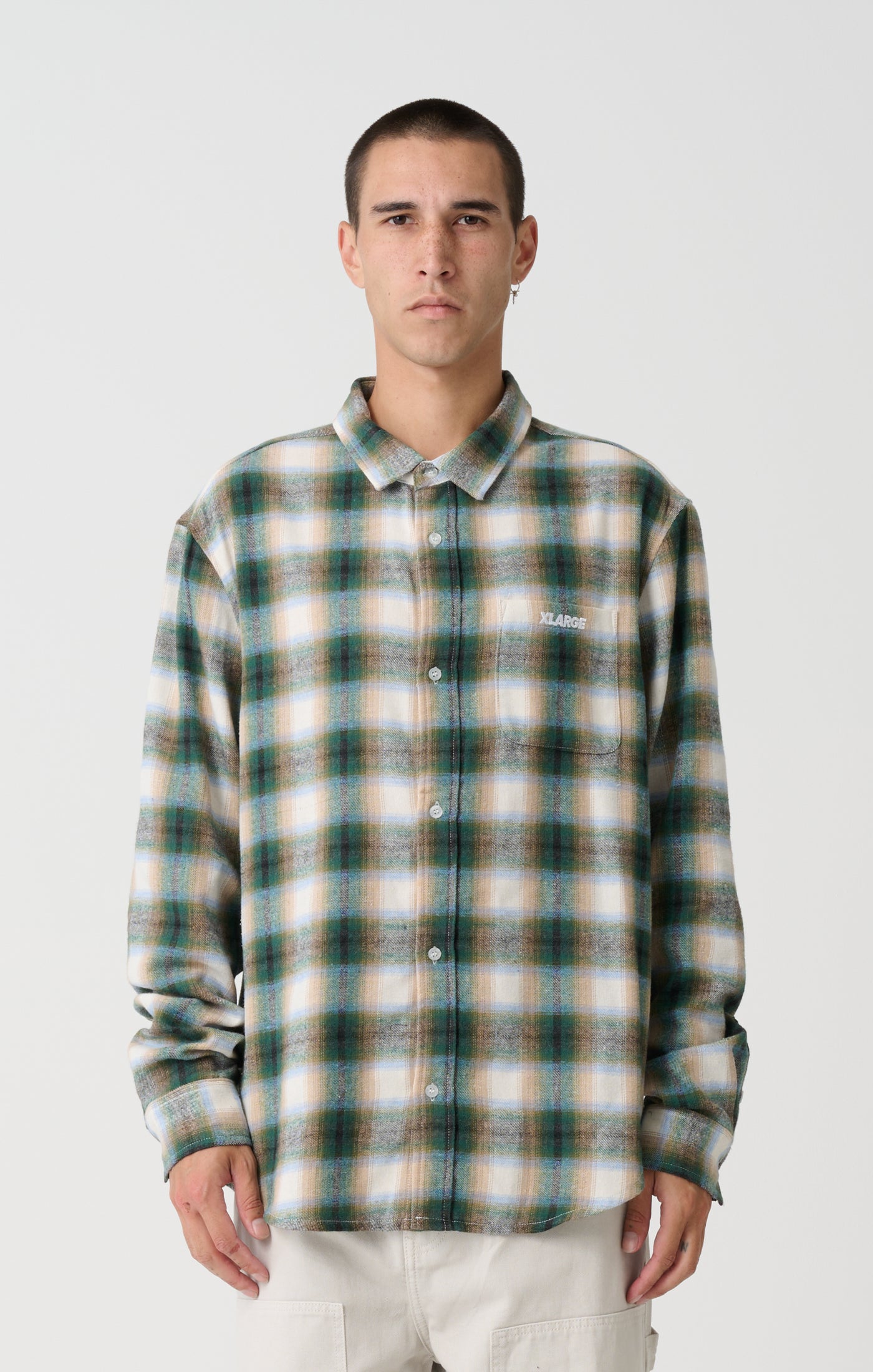 ITALIC CHECK LS SHIRT - GREEN