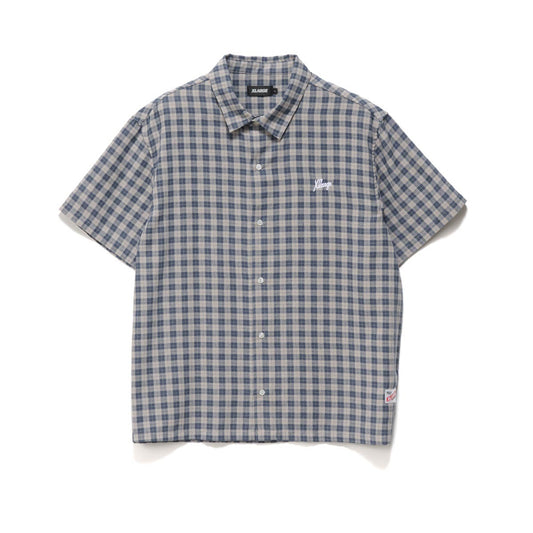 OXFORD SCRIPT SS SHIRT - NAVY/TAN